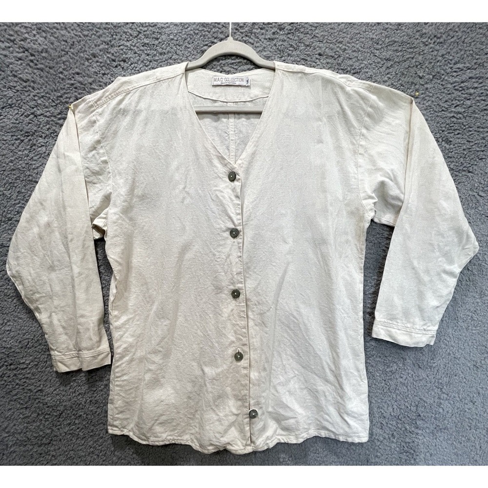 MAC Collection Made in California Linen Blend Tunic Women's ML‎ Button Front